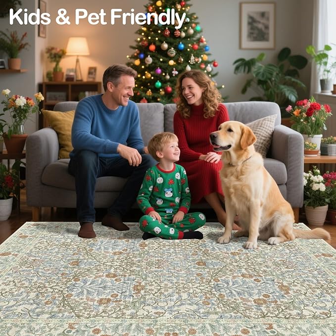4x6 Area Rug for Bedroom Beside Rug, Laundry Room, Washable Non-Slip Low Pile - Image 4