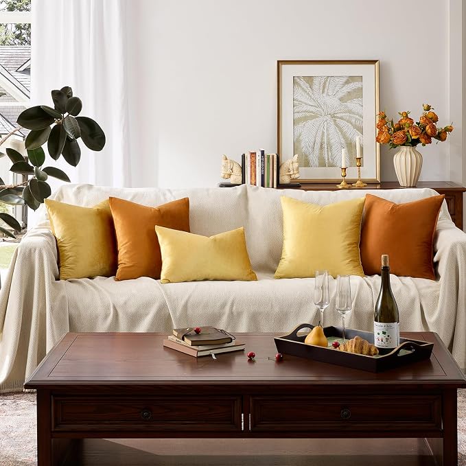 GIGIZAZA Yellow Velvet 20x12 Lumbar Decorative Throw Pillow Covers - Image 6