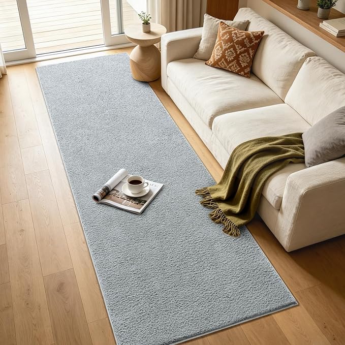 2x6 Light Grey Solid Runner Rug Washable Non-Slip - Image 7