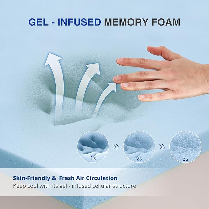 10 Inch King Size Mattress, Gel Cooling Memory Foam Mattress in A Box, Medium Firm Feel for Back Pain Relief, CertiPUR US Certified
