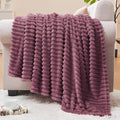 BEDELITE 3D Ribbed Jacquard Plum Fleece Twin Blanket by BEDELITE