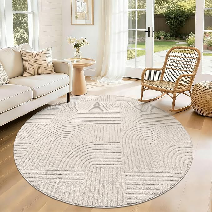 Pauwer 6ft Area Rugs for Living Room, Modern Non Slip Washable Rug, Soft Fluffy by Pauwer