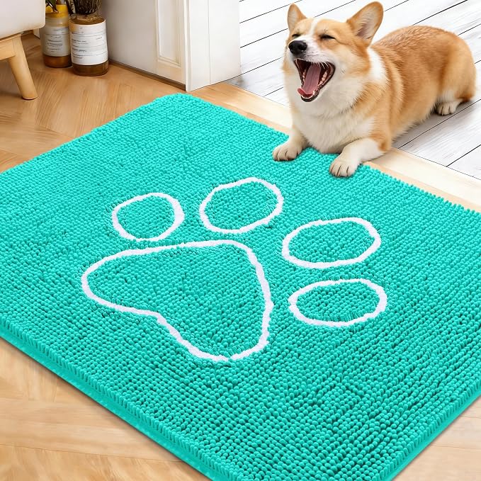 OLANLY Dog Door Mat for Muddy Paws 40x32, Paw Print Design Chenille Mud Mat | by OLANLY