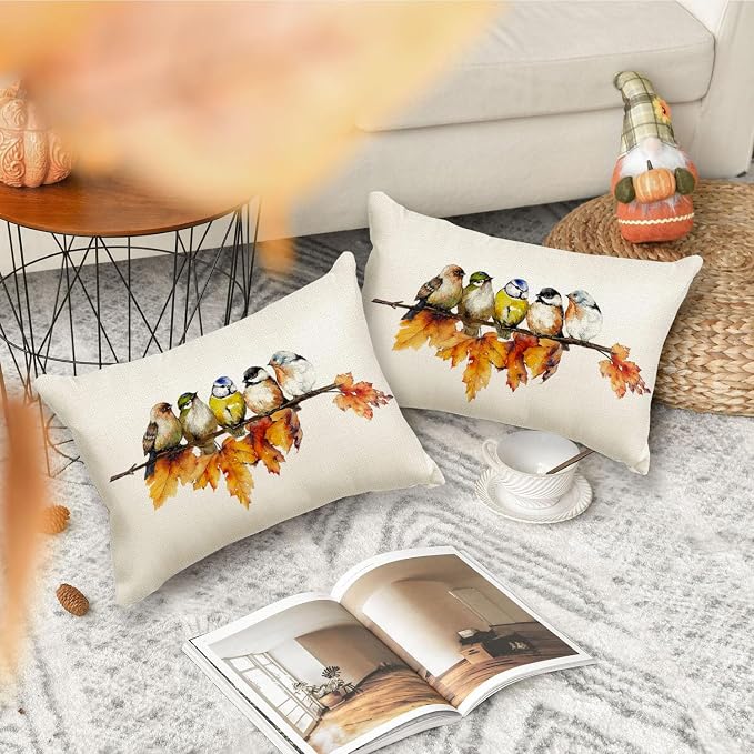 RABUSOFA Fall Pillow Covers 12x20 Inch Bird Autumn Decorations - Image 3