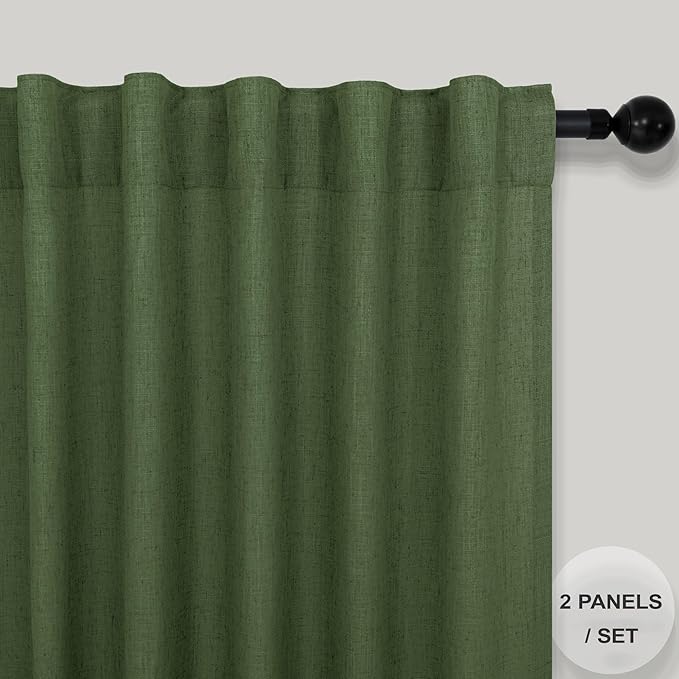 Pitalk Olive Green Curtains 63 Inch Length - Image 2