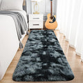 2x6 Tie-Dyed Black and Grey Fluffy Runner Rug Non-Slip by ModernHomeDecor