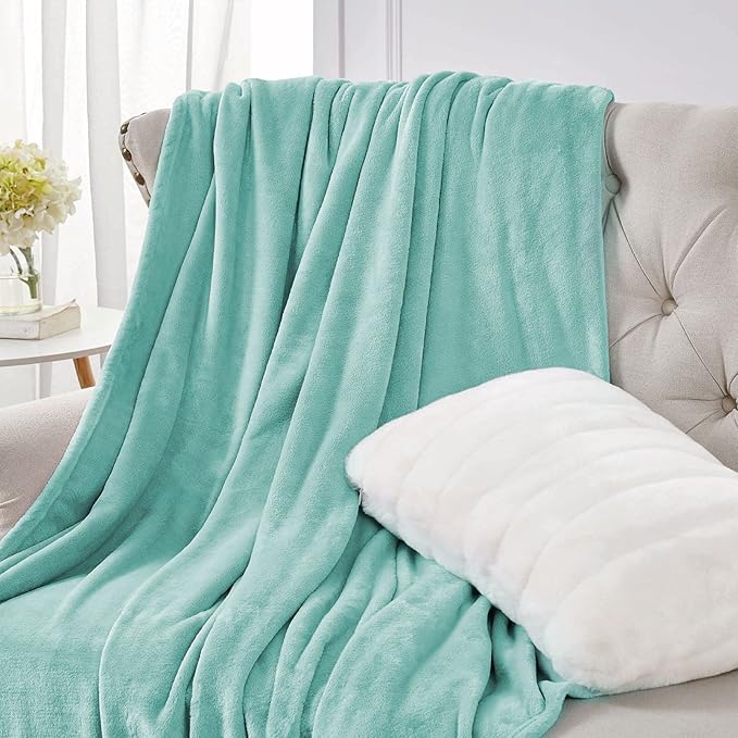 Walensee Fleece Blanket Plush Throw Fuzzy Lightweight (XL-Twin Size 66x90 Light Blue) Super Soft Microfiber Flannel Blankets for Couch, Bed, Sofa Ultra Luxurious Warm and Cozy for All Seasons