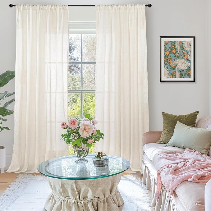 BGment Ivory Linen Curtains 90 Inches Long - Image 2