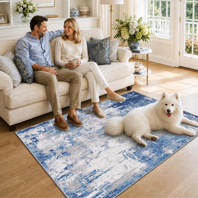 RELEANY Washable 4'x6' Abstract Area Rug - Image 3