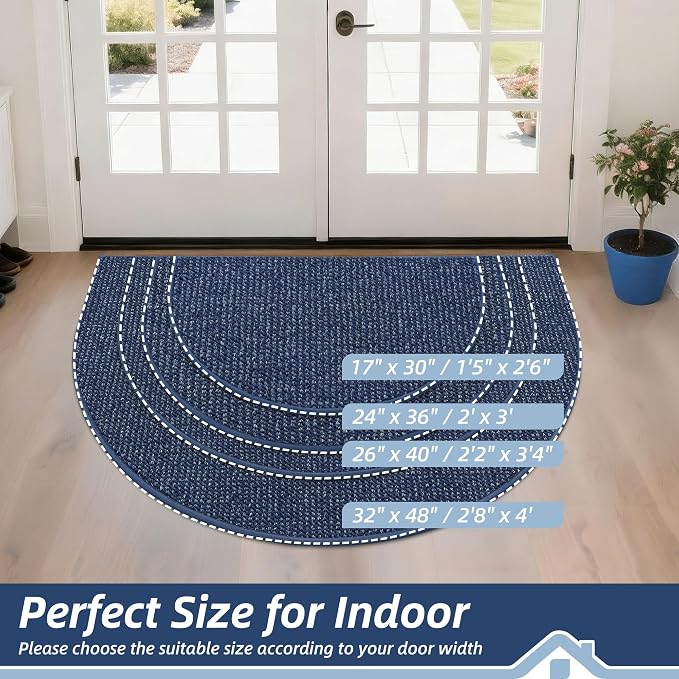 BEQHAUSE Dirt Trapper Door Mat 32" x 48" Half Circle Non Slip Rugs, Absorbent - Image 2