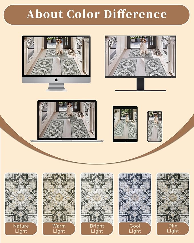 Madane 2-Piece Area Rugs Set, Small Kitchen Runner Non-Slip, Low Pile Floor - Image 9
