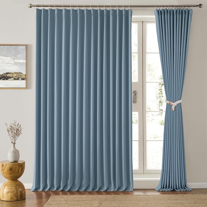 Pinch Pleated Patio Sliding Door Curtains 102 Inch Length by KEQIAOSUOCAI
