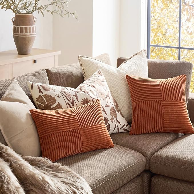 Fancy Homi 2 Packs Rust Lumbar Decorative Throw Pillow Covers 16x32 Inch - Image 5