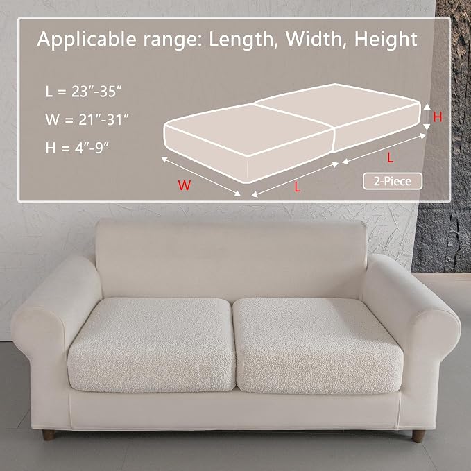 OHSIO Couch Cushion Covers for Sectional Sofa, Stretch Soft Sofa Slipcovers - Image 2