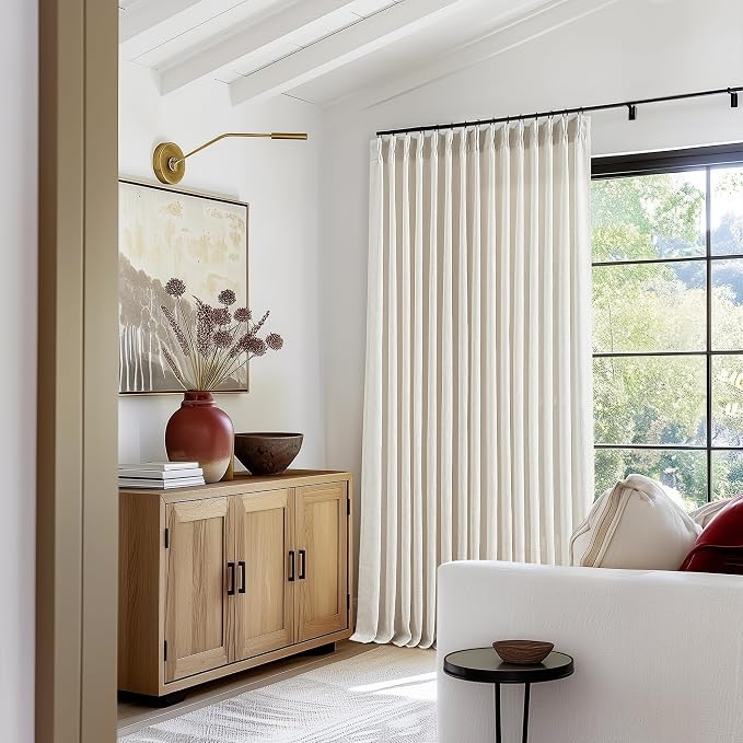 Natural Pinch Pleated Linen 90 Inch Curtains 100 Inch Width | Light Filtering - Image 9