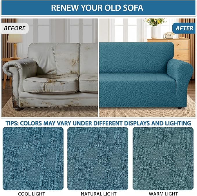 ZNSAYOTX 1 Piece Stretch Oversized Sofa Covers, New Plaid Couch Cover - Image 5