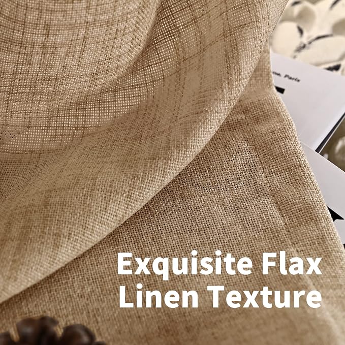 YoungsTex Burlap Linen Curtains 63 Inch Length 2 Panels - Image 6