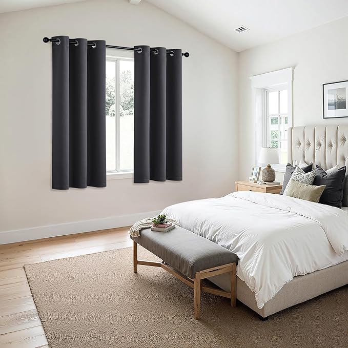 MIULEE Blackout Curtains for Bedroom 2 Panels 40 x 63 Inch Long Dark Grey | - Image 6