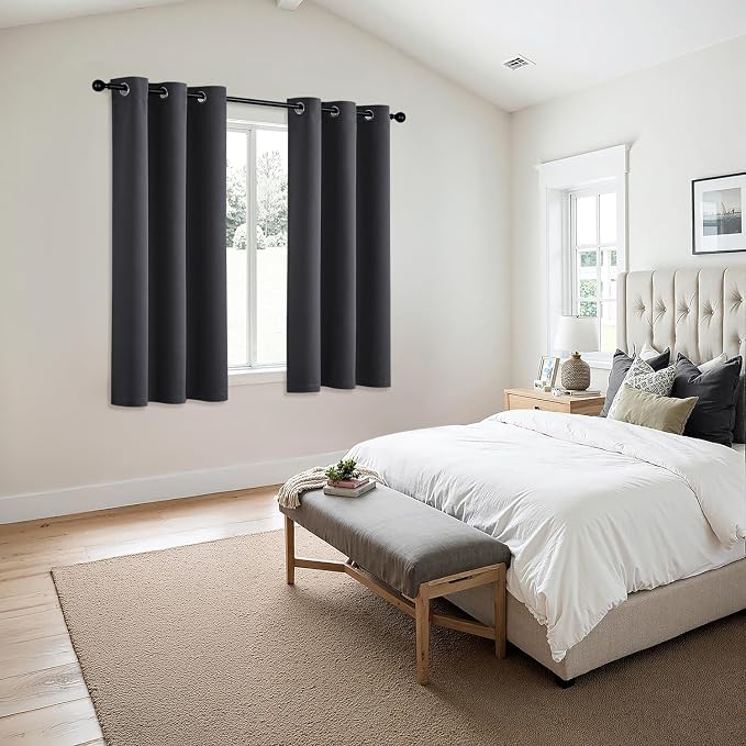 MIULEE Blackout Curtains for Bedroom 2 Panels 40 x 45 Inch Long Dark Grey | - Image 6