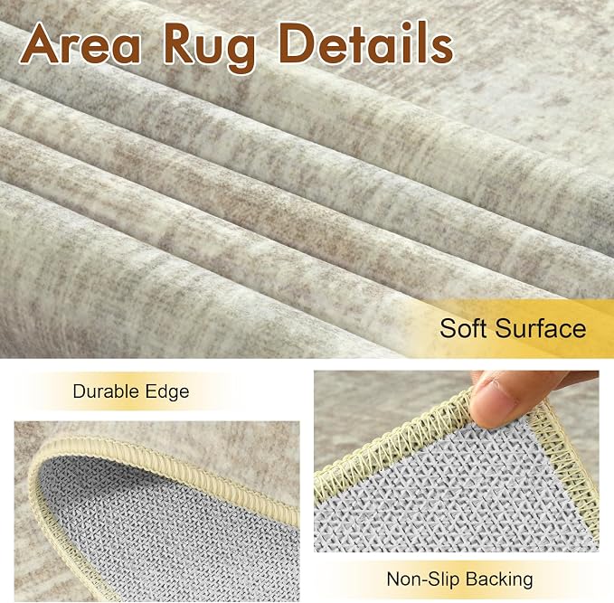 2x6 Ft Washable Runner Rug, Non-Slip Low Pile Hallway Kitchen Area Rug - Image 6