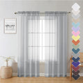Living Room Light Grey Sheer Curtains 72 Inch Long 2 Panels, Lightweight Solid by Lecloud