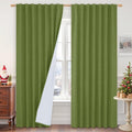 84 Inch Sage Green 100% Blackout Linen Curtains by LAMIT