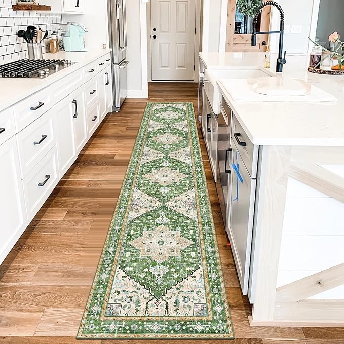 Yamaziot Washable Runner Rug, 2x10 Non-Slip Boho Hallway Kitchen Rug | Stain by Yamaziot