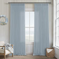 Dusty Blue Pleated Linen Curtains 96 Inches Long by Twodrapes