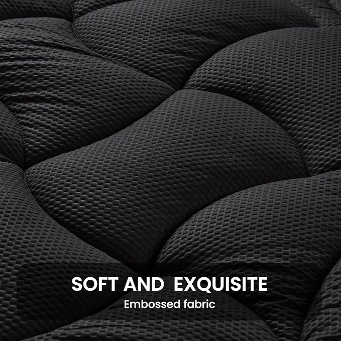 SLEEP ZONE Cooling Twin Mattress Topper for Single Bed, Premium Zoned Cool Mattress Pad Cover, Padded Mattress Protector Breathable Washable, Deep Pocket 8-21" (Black, Twin)