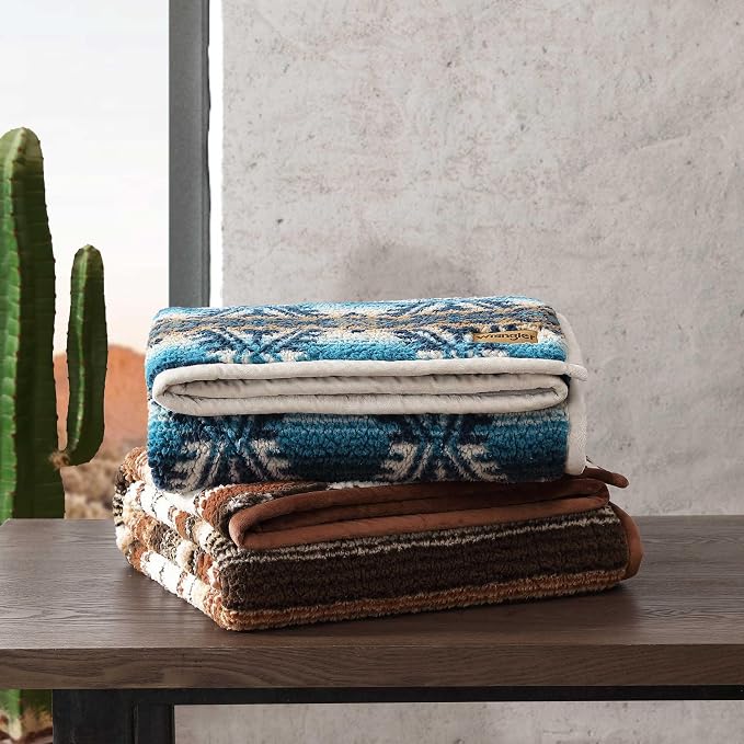Wrangler - Faux Shearling Throw Blanket 50x60, Ultra Soft Reversible Plush - Image 5