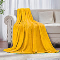 Mustard yellow Fleece Plush Throw Blanket 60"x80"for Couch Fuzzy Cozy | Super by JIAHANNHA