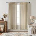 Burlywood Birch Beige Taupe Linen Curtains 63 Inch Length 2 Panels Bedroom by Pitalk
