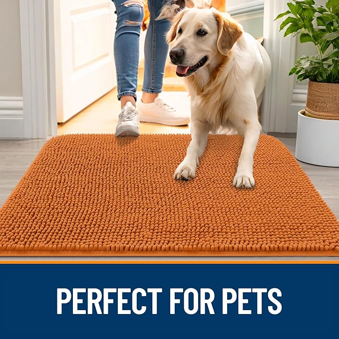 OLANLY Dog Door Mat for Muddy Paws 47x24, Super Absorbent Chenille Mud Mat | - Image 6