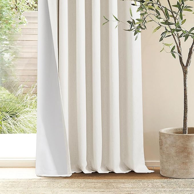 Natural 100% Blackout Pinch Pleated Linen Curtains 63 Inch Long - Image 9