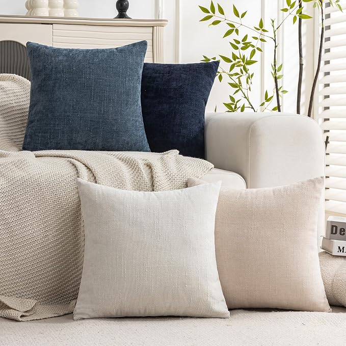 Set of 4 Soft Textured Decorative Throw Pillow Covers 20x20 Inch Cozy Farmhouse - Image 2