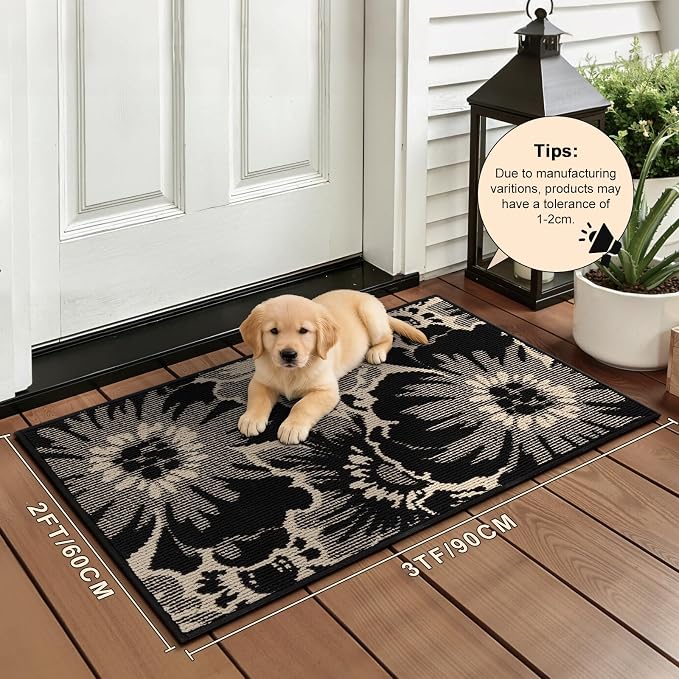 Findosom Washable Runner Rug 2x3, Non Slip High-Low Textured Floral Small - Image 2
