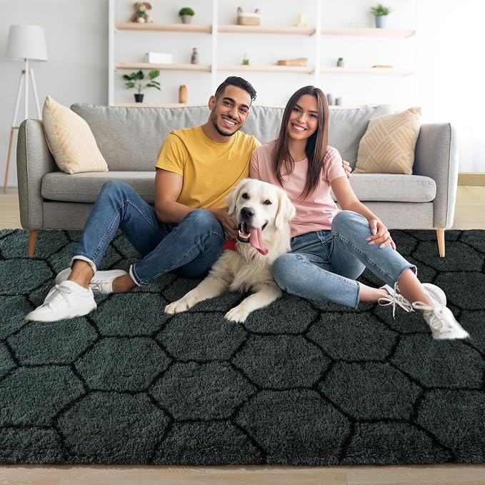 Noahas 4x6 Dark Grey Fluffy Soft Area Rug Non-Slip - Image 3