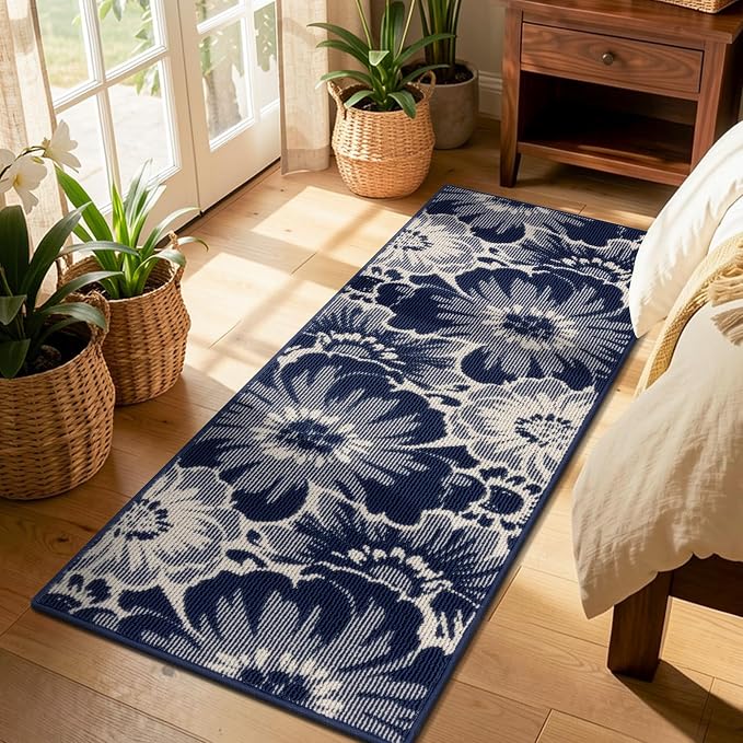 Findosom Hallway Runner Rug 2x8, Non Slip High-Low Textured Floral Washable - Image 6