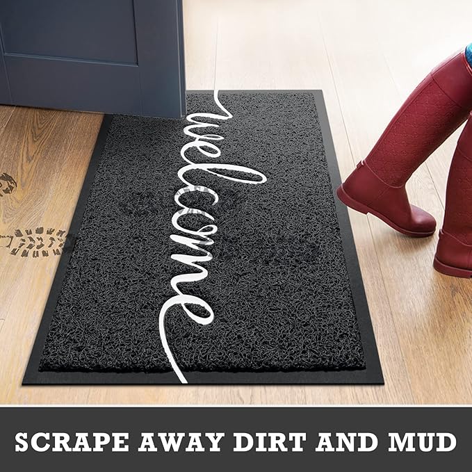 Black Door Mat Welcome Mats Outdoor Indoor Doormat - Image 7