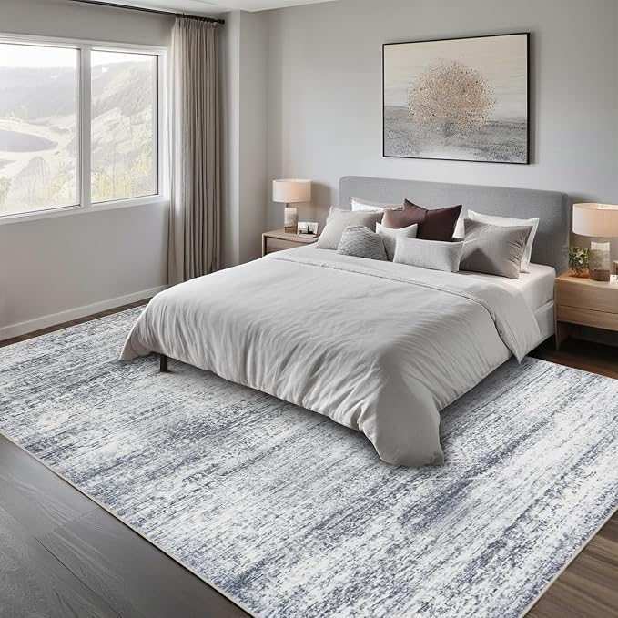5x7 Washable Area Rugs for Living Room, Dining Room | Minimal, Ultra Soft Faux - Image 7