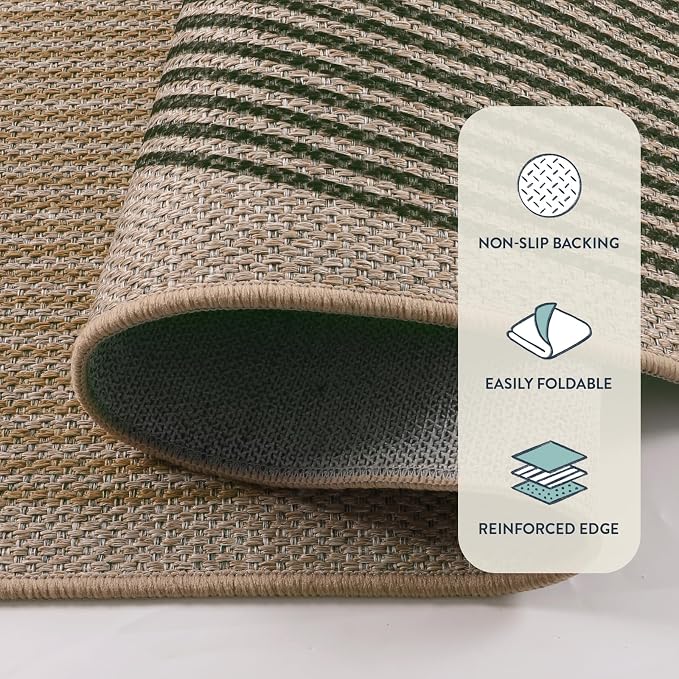 Lahome Modern Rainbow 8x10 Rug, Natural Brown Easy Jute Indoor Outdoor Rug | - Image 4