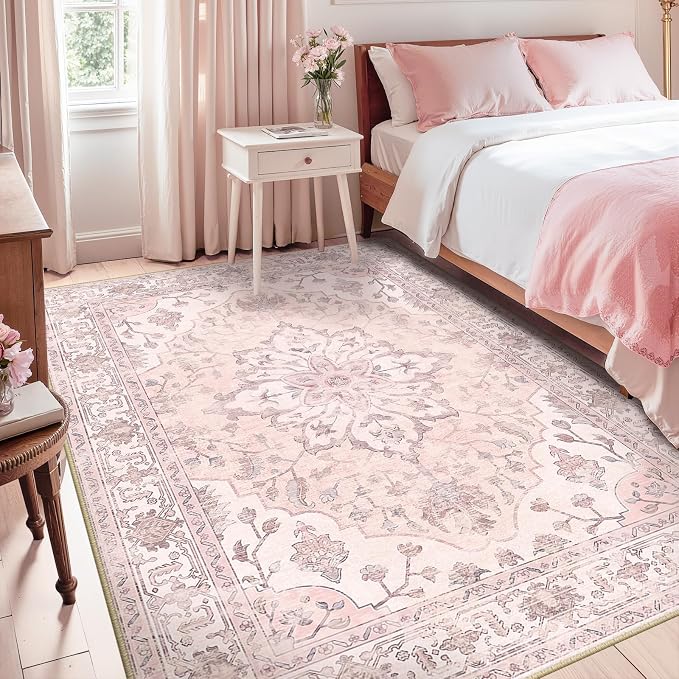 RELEANY Washable Area Rug, Water Repellent, Pet Friendly, Vintage Floral Boho - Image 6