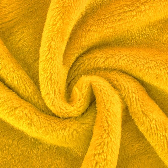 Mustard yellow Fleece Plush Throw Blanket 50"x60"for Couch Fuzzy Cozy | Super - Image 3