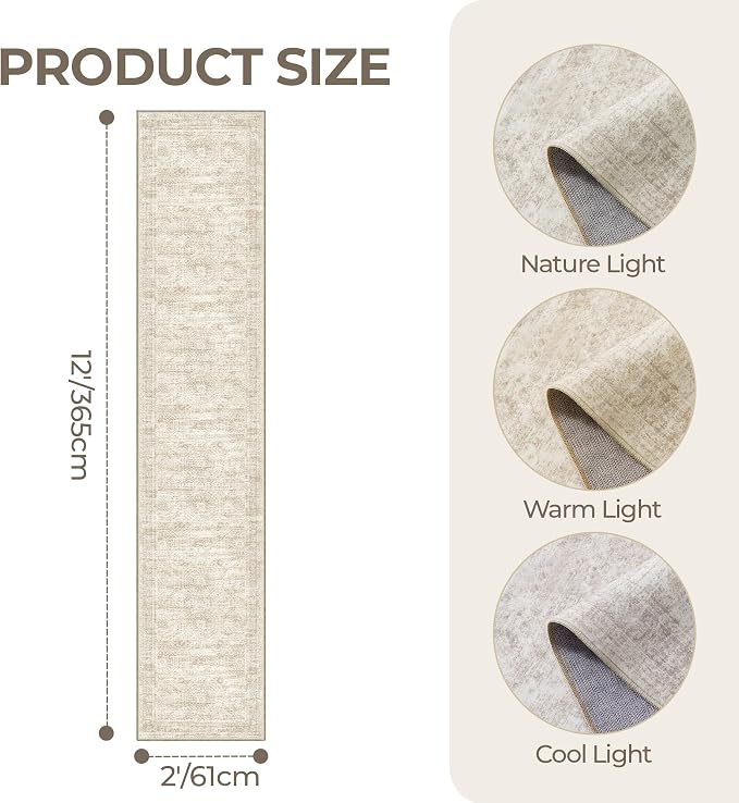 2x12 Runner Rug Non Slip, Washable Hallway Runner Rug, Laundry Room, Soft - Image 2