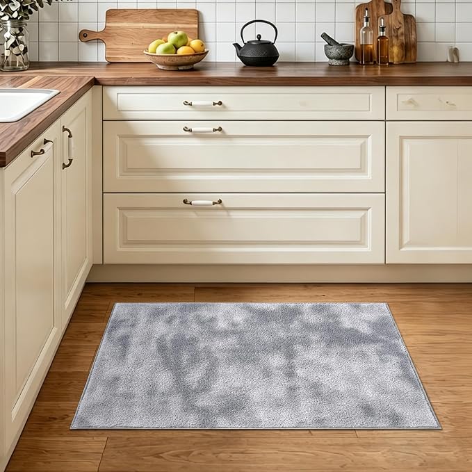 2x3 Tie-dye Light Grey Area Rug Washable Non-Slip - Image 2