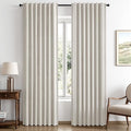 MIULEE 100% Blackout Linen Curtains 42 x 84 Inch Cream White 2 Panels | Thermal by MIULEE