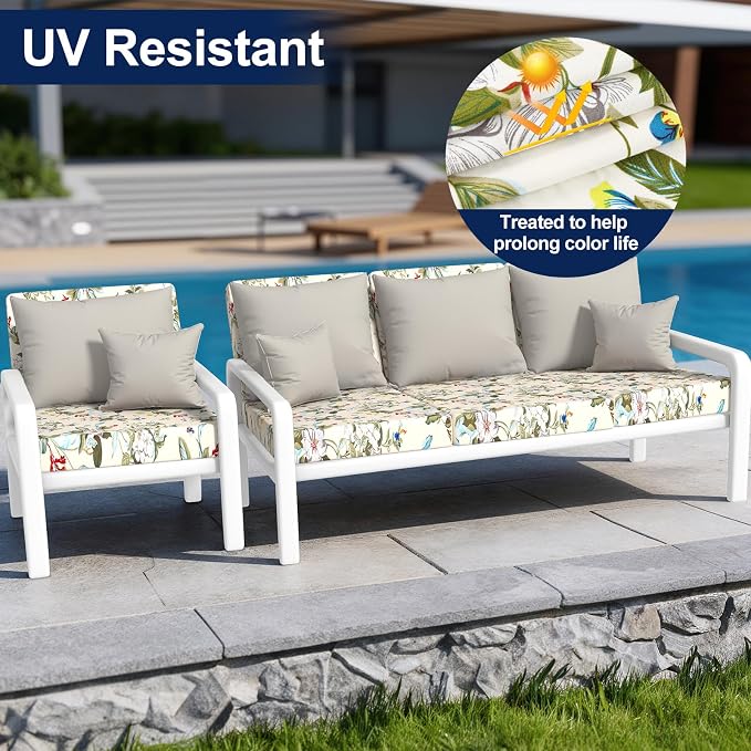 Smiry Waterproof Patio Cushion Covers, Stretch Outdoor Furniture Covers | Couch - Image 3