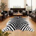 Faux Zebra Rug, Zebra Print Rug Animal Hide Rugs, 4.6 x 5.2 Ft Black | Premium by AROGANAREARUG