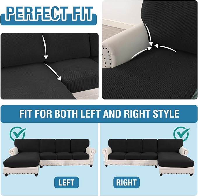 H.VERSAILTEX Sectional Couch Covers 8 Pieces Stretch Sofa Covers - Image 5