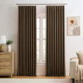 Brown Blackout Pinch Pleated 60 Inch Wide Curtains 60 x 95, Noise Cancelling by KEQIAOSUOCAI